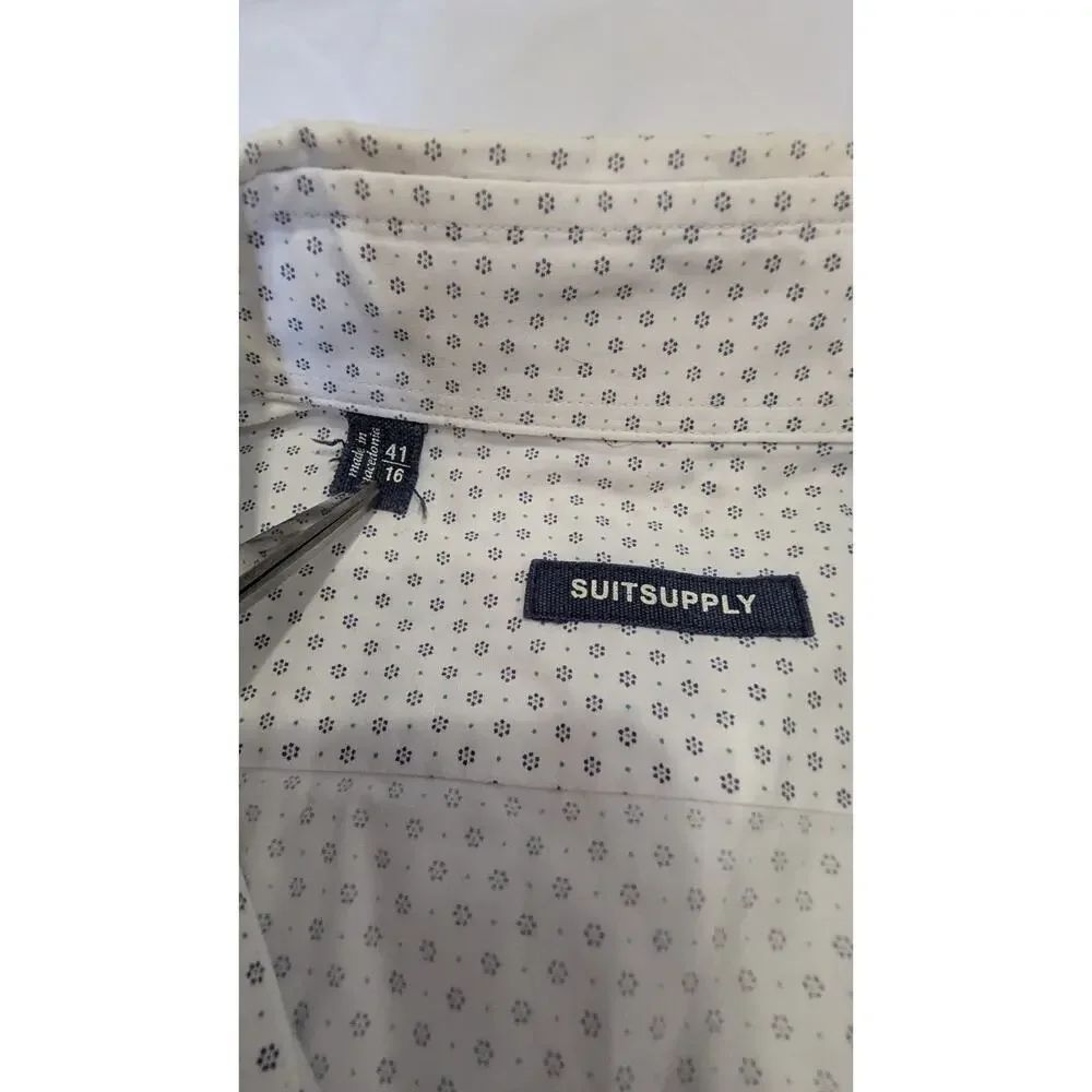 SUITSUPPLY Stamp‎ Flower Print Long Sleeve Button Down Shirt Size 41 / 16